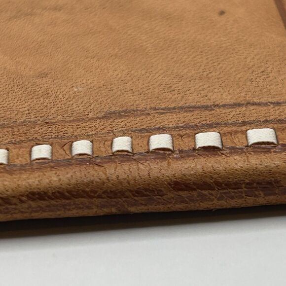 Morrocan Hand Tooled Leather Wallet 6.5x 4.25 Tan Brown - Picture 7 of 11